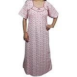 Indiatrendzs Women Cotton Nighty Printed Sleepwear Maxi Nightdress 46"(Red)