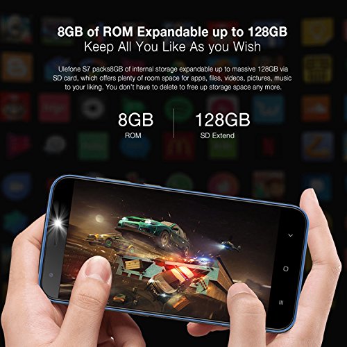 Ulefone S7 3G smartphone ohne vertrag gÃ¼nstig android 7.0 5,0 Zoll HD 1280x720P MTK6580 1.3GHz Quad Core Dual SIM 1GB RAM+8GB ROM 128GB TF Karte KapazitÃ¤t 8MP+5MP+5MP Kameras(Blau)