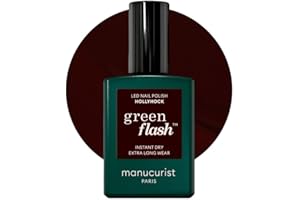 Manucurist Smalto Semipermanente Unghie Bordeaux Scuro Green Flash Hollyhock - Gel Unghie - 12-free, bio-based (84%) - Manicure Professionale - Made in France - 15 ml