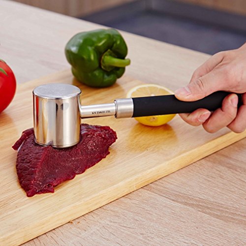 MojiDecor Fleischklopfer Edelstahl Fleischhammer Schnitzelklopfer Steakhammer Meat Tenderizer Küche Werkzeug, 18/10 Edelstahl mit ergonomischer Anti-Rutsch Griff - 3