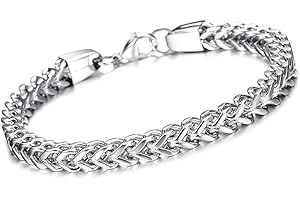 PSOWQ Bracciale Braccialetto per Uomo Braccialetto Catena Bracciale Uomo Acciaio Braccialetto Uomo in Acciaio Inox Argento Regalo Perfetto
