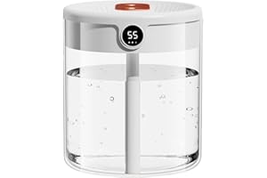 VICYOL S&D 𝗨𝗺𝗶𝗱𝗶𝗳𝗶𝗰𝗮𝘁𝗼𝗿𝗲 𝗣𝗼𝗿𝘁𝗮𝘁𝗶𝗹𝗲, Diffusore Silenzioso con Doppio Ugello di Grande Capacità da 1.2L con Display LCD di Umidità con Cavo USB-C e Luce, per la Cameretta dei Bambini.