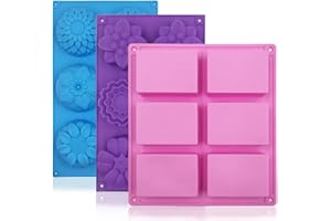 FineGood - 3 stampi per sapone per la produzione di sapone, vassoi in silicone per muffin, cupcake, torte, stampi a forma di fiore