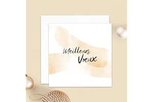 Popcarte Carte de voeux 2025 • Toile • Lot de 16 Cartes • Papier haut de gamme • 16 Enveloppes Blanches • 14x14 cm Pliée • Idéal pour souhaiter la Bonne Année