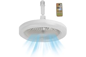 GIMOCOOL Ventiladores De Techo con Luz Y Mando,Luz De Techo LED con Ventilador,E27 Ventilador De Techo Sin Aspas,Ventiladores De Techo LED Regulables De 3Velocidades,Iluminación De Ventilador Moderna