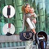 Wickeltasche, MixMart Pflegetasche Umhängetasche Tragetasche Babytasche Handtasche mit separatem, verstellbarem Schultergurt/ für Windeln, Baby-Kleidung, Flaschen inklusive Wickelunterlage und Stroller Hooks - 7