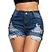 Produktbild Venmo Frauen Blau Jeans Solide Casual Loch Sommerknopf Mini Hot Shorts Frauen Damen Sport Hose Pants Jogging Yoga Strumpfhosen Leggings Jogginghose Hosen Kurze Breathable Hose Pants (Blue, M)