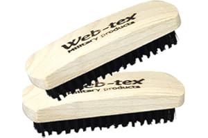 Web-tex 2 Large Boot Shoe Polishing Brushes, Wooden Handle & Nylon Bristles, Shoe Brush Set for Leather Shoes, Military & Cadet Use