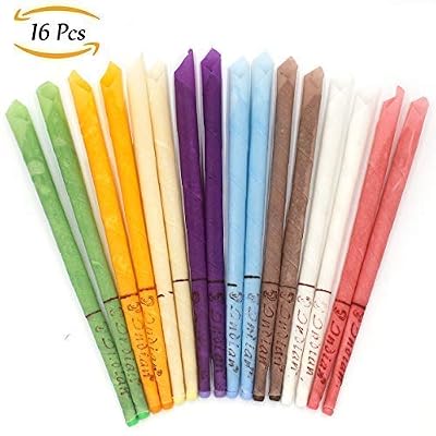 WillMall Toutes les bougies d'oreille naturelles cônes de cire de cire d'abeille - 16 paquets (8 couleurs), 100% de bougies non-toxiques organiques de cône de cônes de parfum avec 8 disques protecteurs