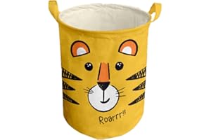 NINIMIO Cesto Grande Portagiocattoli Grande Contenitore Pieghevole Tessuto Impermeabile con Manici per Bambini Porta Giochi Biancheria Immagazzinaggio Stoccaggio Organizzatore Design Portagiochi (yellowtiger)