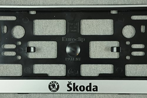 Preisvergleich Produktbild Set 2 x Kennzeichenhalter Skoda Kennzeichenhalterung Nummernschildhalter NEU