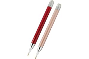 Annlpoy 2 pièces stylos lumineux pour peinture diamant avec lumières pinceaux diamantés stylo diamond painting stylos d'art diamantés, Stylos à Bille Diamantés en Or Rose et Rouge, 15.8 cm
