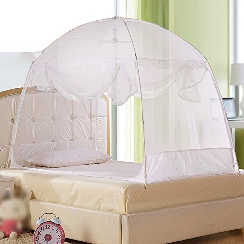 QFFL wenzhang Encryption White Yurt Creative Mosquito Net/Continental Full Bottom Heightening Mosquito Net/Glassfiber Children Mosquito Net 1.0M mosquito bar