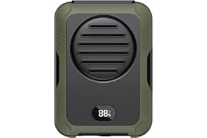 URPIZY Ventilateur de ceinture portable 2000 mAh rechargeable par USB, mini ventilateur à suspendre avec 3 vitesses pour extérieur, randonnée, camping, refroidissement sur chantier (vert)