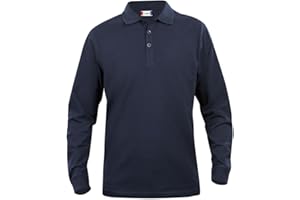 Clique Clothing, polo da uomo a maniche lunghe, in cotone, taglio classico, peso medio