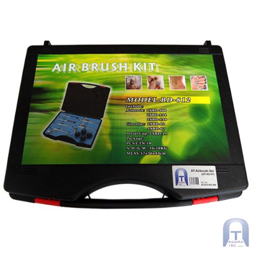 Agora-Tec® Airbrush Pistolen Set AT-AS-01 – 15 tlg. Airbrush-Pistolen-Set mit 6 Pistolen in 4 verschieden Düsengrößen - 4