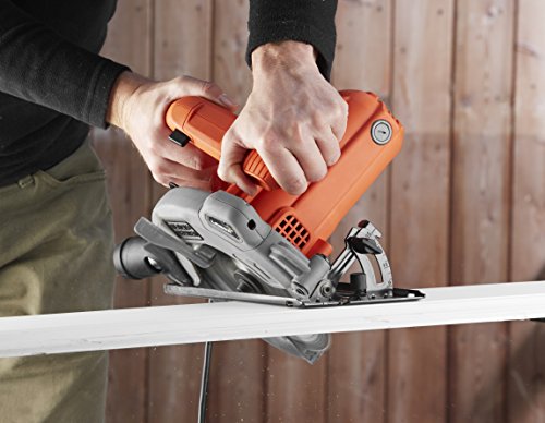 Black+Decker 1250W Handkreissäge, Kreissäge, Schnitttiefe 66mm/ 50mm (90°/45°), 1 Sägeblatt mit Parallelanschlag, Durchmesser 190mm, mit Schnellspannhebel, integrierter Laser, CS1250L - 3