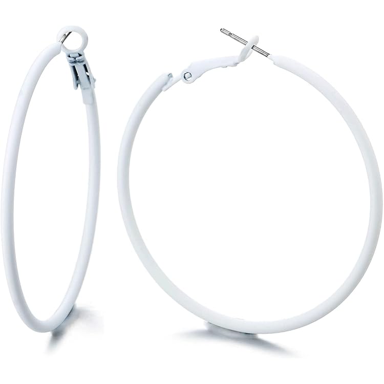 Boucles D'oreilles Créoles Colorées Ø50mm - Style Rétro Années 80