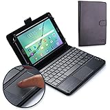 8 - 8.9'' inch tablet keyboard case, COOPER TOUCHPAD EXECUTIVE 2-in-1 Wireless Bluetooth Keyboard Mouse Leather Travel Windows Android Carrying Cases Cover Holder Folio Portfolio + Stand (Black)