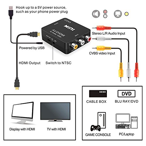 Adaptateur RCA vers HDMI GANA Adaptateur vid o Mini AV vers HDMI compatible avec 1080P avec c ble de charge USB pour PC Portable Xbox PS4 PS3 TV STB VHS Magn toscope Cam ra DVD - Noir reviews Adaptateur RCA vers HDMI GANA Adaptateur vid o Mini AV vers HDMI compatible avec 1080P avec c ble de charge USB pour PC Portable Xbox PS4 PS3 TV STB VHS Magn toscope Cam ra DVD - Noir