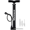 Strauss Bicycle Air Pump with Needle & Dual Valve | 30 CM Long | Portable Pump with 2 Modes, Ideal for Inflating Bicycle, Swimming Rings | Sturdy Base & Ergonomic Handle, (Black)
