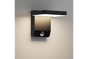 K-Bright aplique LED con detector de movimiento 20W 4500K blanco neutro 1320LM Aplique automático, iluminación exterior regulable IP65, apto para uso interior y exterior aplique con sensor, negro.