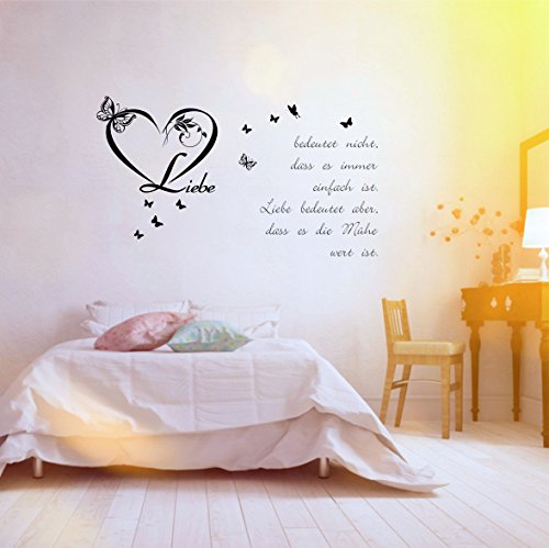 greenluup® wandtattoo Spruch Zitat Liebe bedeutet nicht, dass es immer einfach ist, Liebe bedeutet aber, dass es die Mühe wert ist in Schwarz