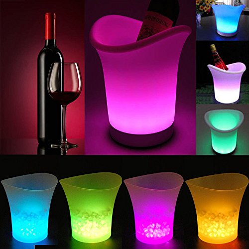 Generic Kunststoff Eiskübel Flasche mit LED Champagner Wein Bierkühler für Weihnachten Bar 5L – Weiß, 9,84 x 9,06 Zoll / 25 x 23 cm - 8
