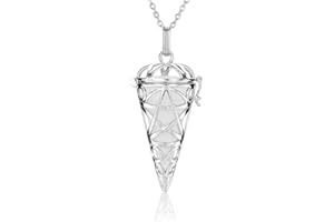 Jovivi 7 Chakra Crystal Locket Pendant Necklace Reiki Energy Healing Gemstone Hexagonal Pointed Pendulum Dowsing Divination Jewellery for Women