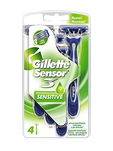 Gillette Sensor 3 Sensitive Men's Disposable Razors, 4 Razors