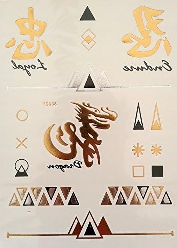 Ys086 - (Model 10) 100 Models A Selection Of Tattoo Flash Metal Gold Gold Stickers Temporary Body Stickers Bijoux Bracelets - Metal Tattoo Sticker Sheet - Metallic Metallic