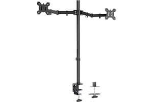 VIVO Stand-V012 uchwyt na biurko z podwójnym monitorem, bardzo wysoki drążek 99,1 cm, w pełni regulowany stojak na ekrany do 68,6 cm (27 cali), czarny