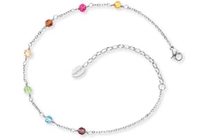 Engelsrufer Fußkettchen für Damen mit Perlen oder Zirkonia, 925er Sterlingsilber rhodiniert, oder Edelstahl, verstellbare Länge, nickelfrei, Allergiker geeignet