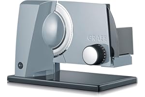 ‎GRAEF. GRAEF S11000 - Elektrischer Allesschneider SKS110, Made in Germany, Edelstahl-Wellenschliffmesser Ø170 mm, Schnittstärke 0-20 mm, Energiesparmotor 170 W, Kindersicherung, Brotschneidemaschine, Grau