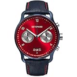 DeTomaso SORPASSO MACCHINA Blue Rosso Orologio da polso da uomo analogico al quarzo cinturino in pelle Blu, blu, cinghia