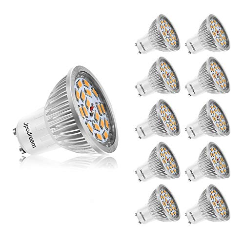 GU10 LED Bulbs, Jpodream 7W 18 * 5730 SMD LED Spot Lights Warm White 3000K, Super Bright (60W Halogen Bulbs Equivalent), 140° Beam Angle, AC85-265V, Pack of 10 [Upgrade Version]