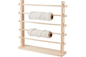 BENECREAT Supporto Porta Nastro A 5 livello, Porta Rocchetto di Nastro In Legno, Organizzatore di Nastri per Lavori di Cucito, Corona, Filo, Nastro, 42.5x10x40.8cm
