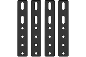 BAYIDUN 4 Pcs Soportes de Placa Plana, Chapa Perforada, Soporte de Esquina Plano Negro, Placas de Unión Planas, Placa Perforada, Pletinas Soportes de Esquina Conectores para Muebles Madera, 200x36x3mm