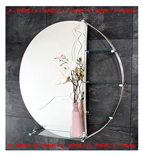 B-WARE Badspiegel kreisförmig mit Ablage links 80 x 80 cm