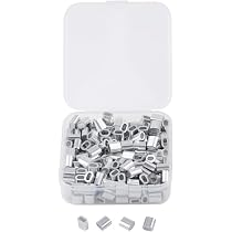 thumbnail image 2 of 100pcs Aluminum Crimping Loop Sleeves For 1.0mm Cable/Wire Rope - Silver Ferrules & Clips 2 of 9