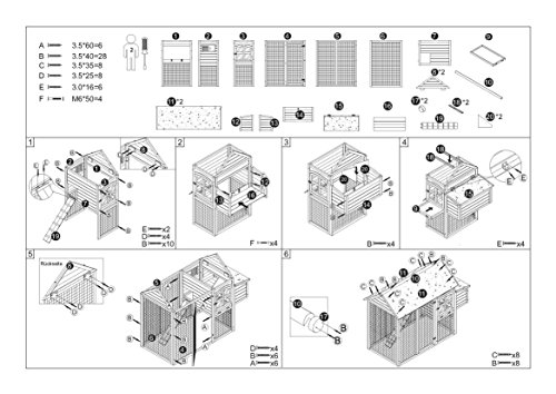 dobar 23034FSC Großer dekorativer Hühnerstall oder Kleintierstall XL mit Freigehege und 3er-Legebox, 180 x 90 x 145 cm, weiß-braun-schwarz - 10