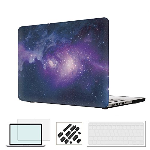RYGOU 4 in 1 Matte Galaxy Space Pattern Hard Case mit Keyboard Cover Screenguard Anti-Staub Plug für 13 Zoll Macbook Pro mit Retina Display Modell: A1502 & A1425