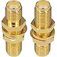 3AN Telecom SMA Socket Connector Panel Chassis Mount SMA Female to Female Bulkhead Extendable Antenna Jack Adapter for Antennas Wireless LAN Devices Coaxial Cable Charging Adapter (Gold)