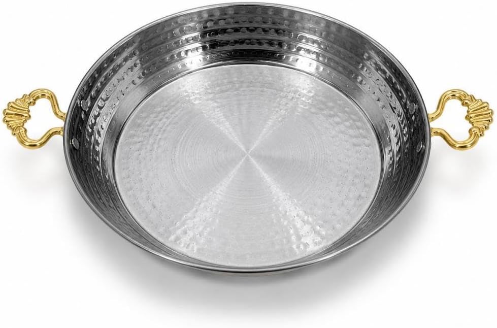 18cm Çekiç Dövme Pirinç Saplı Paslanmaz Çelik Yumurta Sahanı-Şık Sunum Ve Servis Tavası