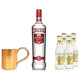  Moscow Mule Set - Smirnoff Vodka 0,7l 700ml (40% Vol) + 4x Fever Tree Ginger Beer 200ml + Smirnoff Mule Becher - Inkl. Pfand MEHRWEG