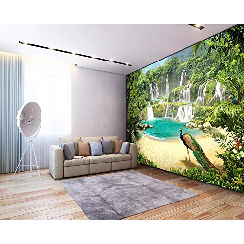 Preisvergleich Produktbild Finloveg Wand-Wohnzimmerschlafzimmerhintergrun... 3D Der Kundenspezifischen Tapetenwandwasserfallseelandschaft 3D Fernsehhintergrundwand-400X280Cm