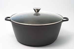 BAUMALU Mijoteuse haute 32 cm + couvercle verre - 10 Lt - fonte aluminium CERAMIQUE