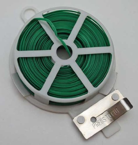 1 Rolle Pflanzendraht 50m,integrierter Cutter,Pflanzen Blumen Bastel Draht, grün (LHS) - 3