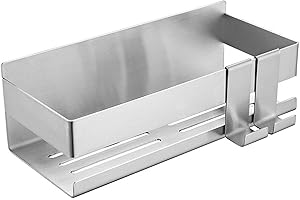 Womamny Shower Caddy, Bathroom Shelf Wall Mounted, 22cm Stainless Steel Shower Shelf With 2 Hooks for Bathroom Kitchen Balcony