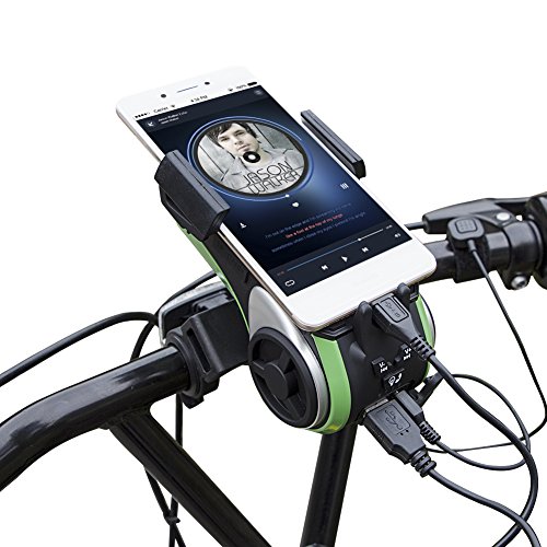 Multifunktions Staub- und wasserdicht IP66 Fahrradlicht - Milool Kabellos Fahrrad Lautsprecher mit Powerbank und Fahrradzubehör(Green)